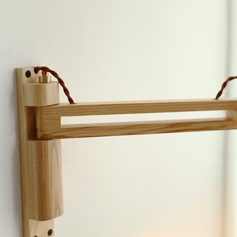 Iluminación de pared de doble brazo de madera estilo contemporáneo 1 lámpara de pared de luz