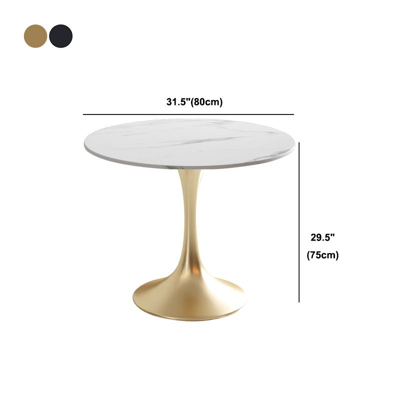 Metal Traditional Luxury Round Table White Sintered Stone Top Table with Tulip Base