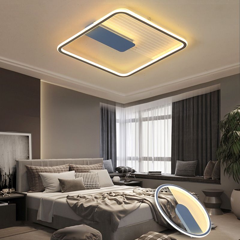 Lampe encastrée ultra fine bleue, plafonnier LED minimaliste en acrylique pour salon