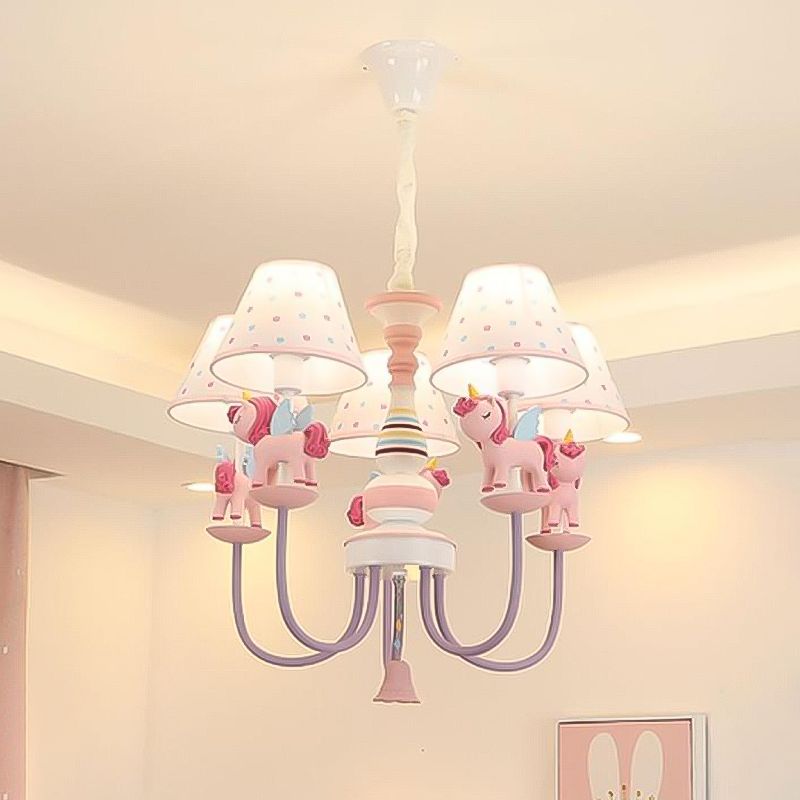 Cartoon Unicorn Ceiling Hung Fixture Metal Children's Room Down Lighting Pendant