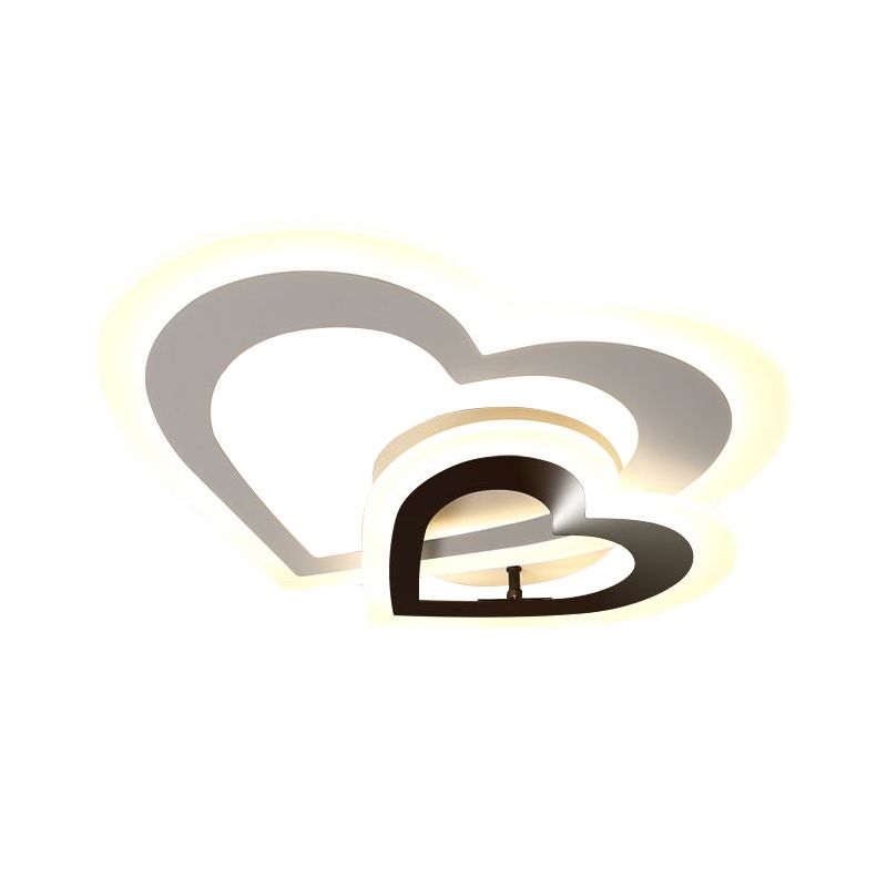 Loving Heart Acrylique Plafonnier Luminaire Style Nordique LED Noir-Blanc Plafonnier en Blanc/Lumière Chaude