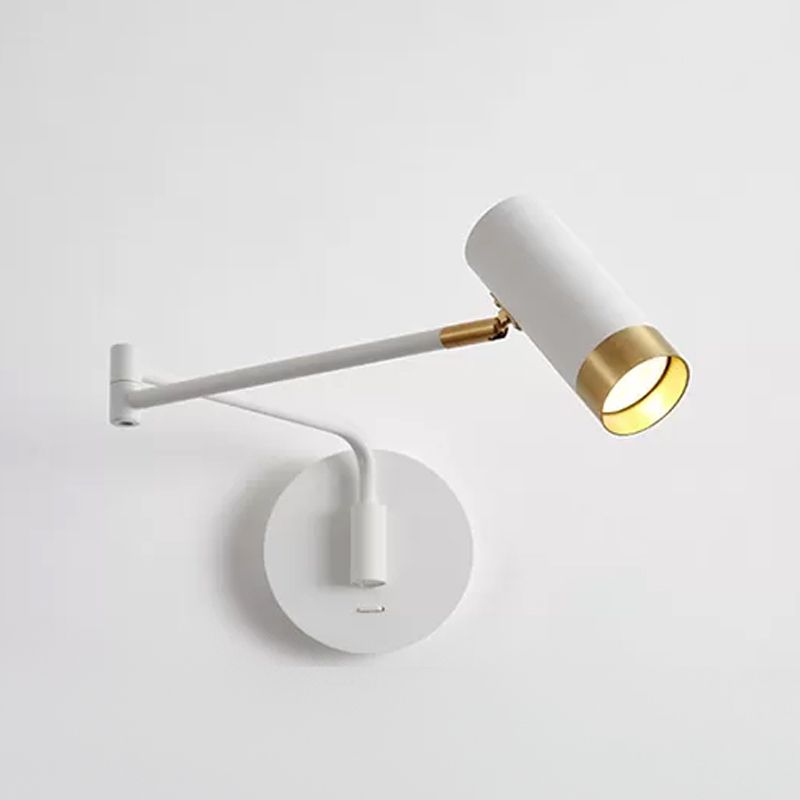 Metal Swing Arm Wall Lighting in Modern Style Half Cylinder Shade Sconce Lamp
