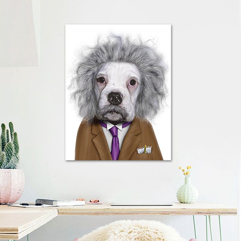 Funny Animal Superstar Wall Art Print for Sitting Room, Dark Color, Textured Surface
