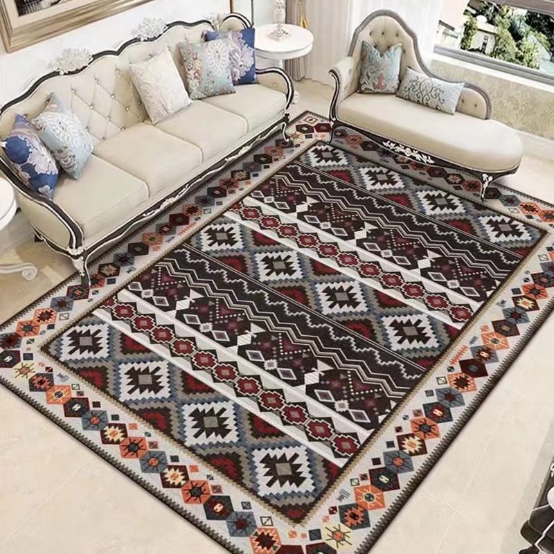 Multicolor Area Rug Polyester Carpet Antique Anti-Slip Backing Rug for Living Room