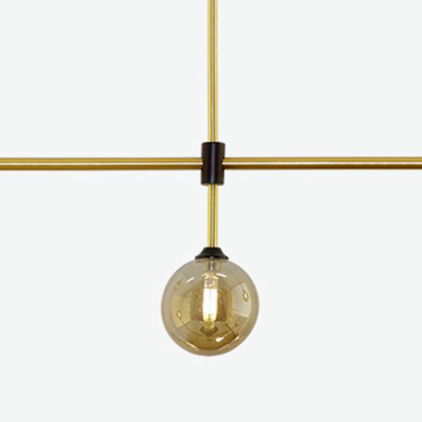 Linear Shape Pendant Lighting Modern Style Metal 3/4 Lights Hanging Lamp in Gold