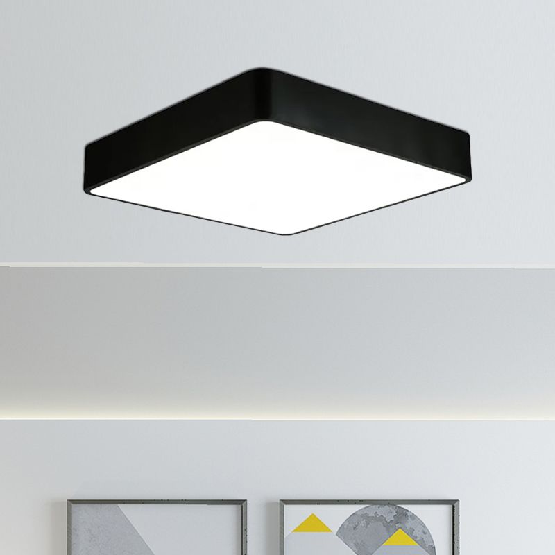 Lámpara empotrada cuadrada blanca/negra moderna de 14"/18"/23,5" de ancho Led de montaje empotrado de metal para sala de estar