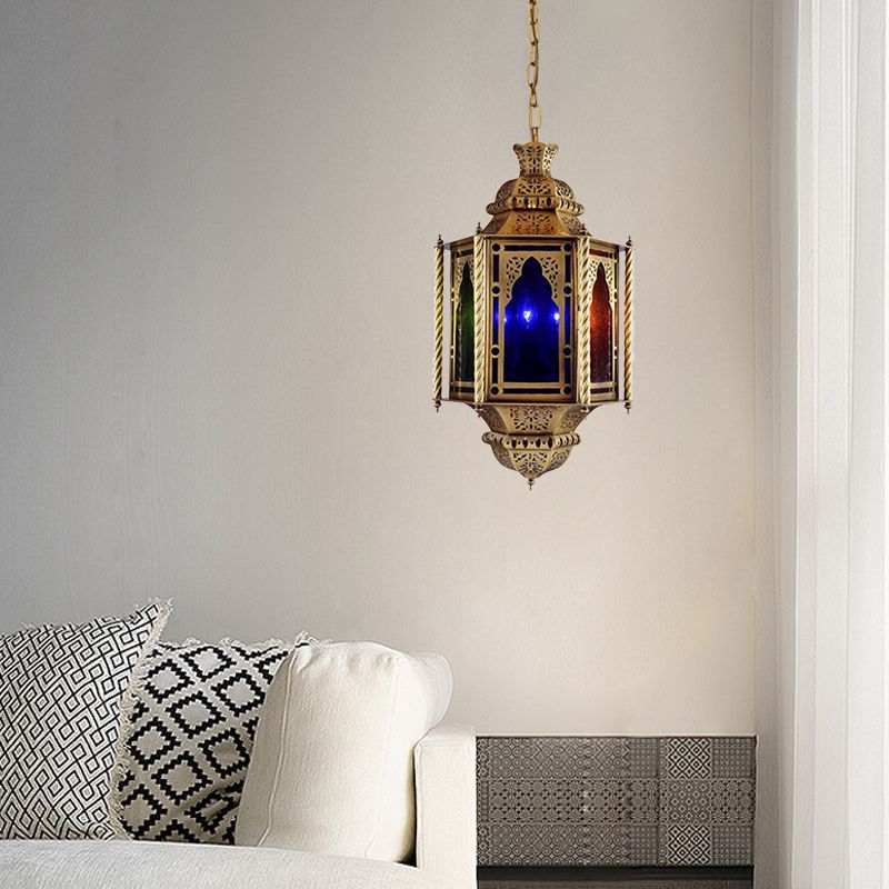 Lantern Restaurant Chandelier Arabian Metal 3 Bulbs Brass Suspended Lighting Fixture