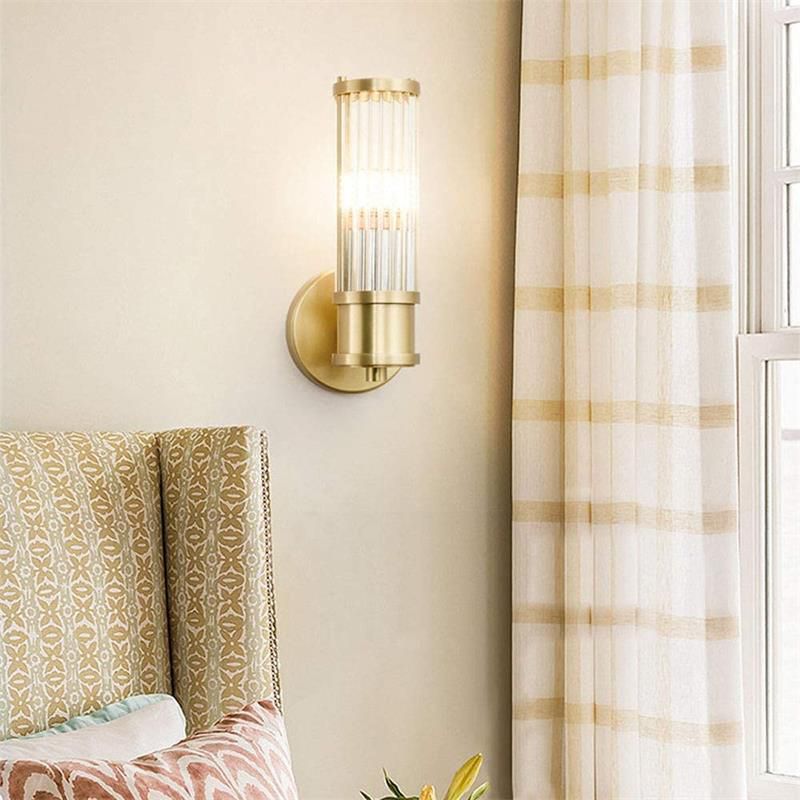 Crystal Half Cylinder Wall Lights Modern Style Multi Lights Wall Light Sconce in Brass