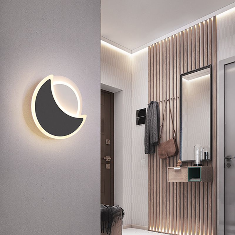 Disk Shape Wall Lamp Modern Style Acrylic 2 Lights Sconce in White / Black