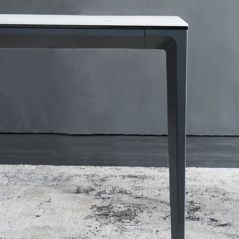 Mesa de comedor rectangular moderna Mesa de comedor de piedra sinterizada con 4 patas de metal