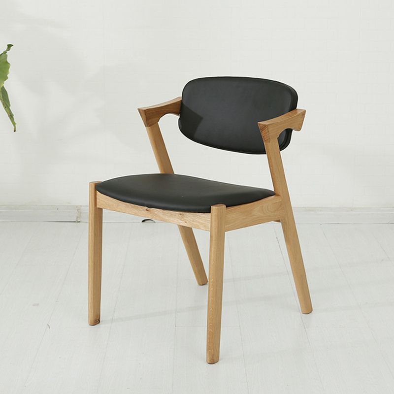 Wood Side Dining Chairs Contemporary Open Back Dining Side Chair in Black