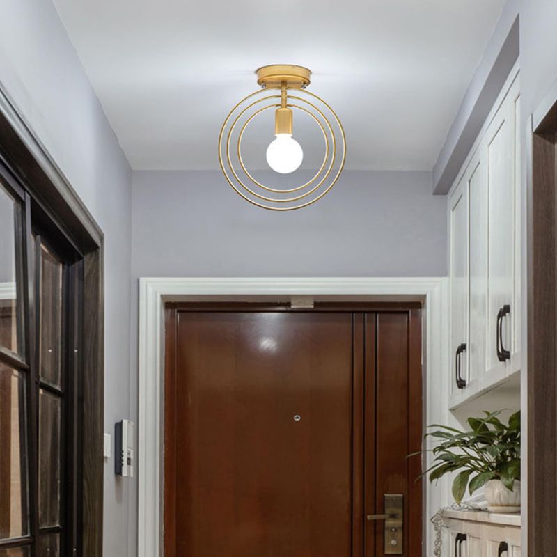 Modern Semi Flush Mount Lighting 1 Light Metal Semi Flush