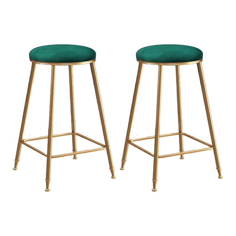 Scandinavian Upholstered Fabric Stools for Home Armless Backless Stools with 4 Gold Legs