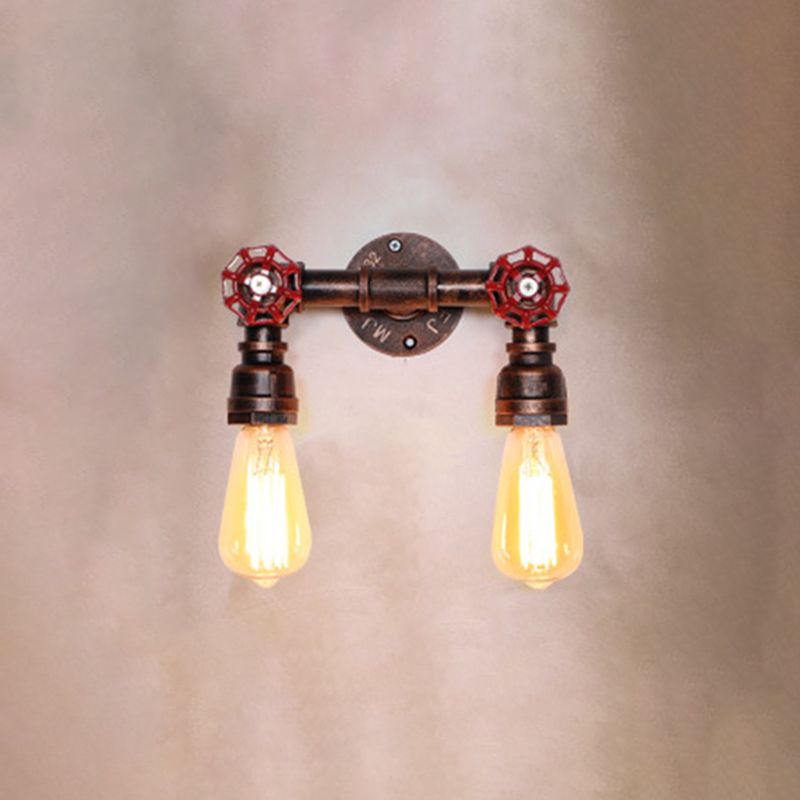 Vintage exponierte Lampenwandbeleuchtung Eisenwandmontagelampe mit Ventildekoration