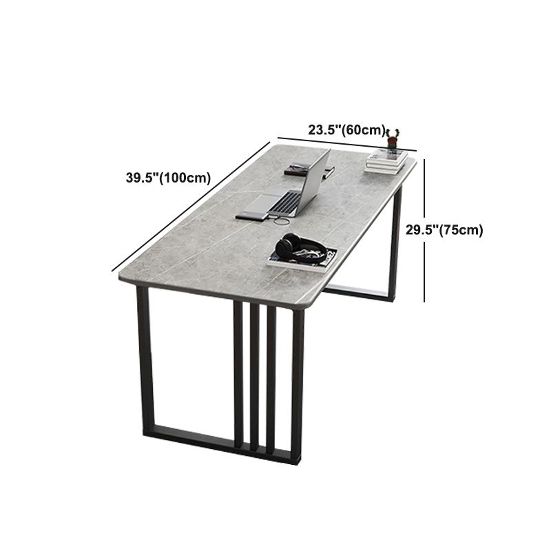 Modern Stone Top Office Desk Rectangular Desk with Metal Base