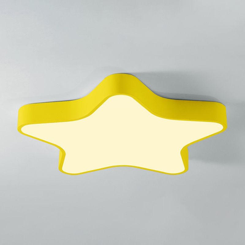 Pentagram Shape LED Ceiling Lamp Macaroon Modern Iron 1 Light Flush Mount for Bedroom