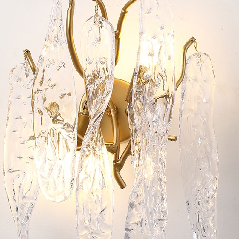Postmodern Style Crystal Wall Light Branch Shape 10" Wide Wall Sconce for Living Room