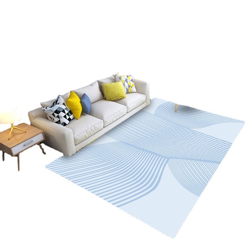 Beige Modern Rug Polyester Stripe Carpet Anti-Slip Area Rug for Living Room