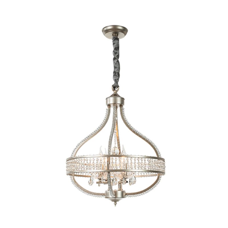 Silver Globe-Like Chandelier Luxury Modern Crystal Hanging Light for Dining Room