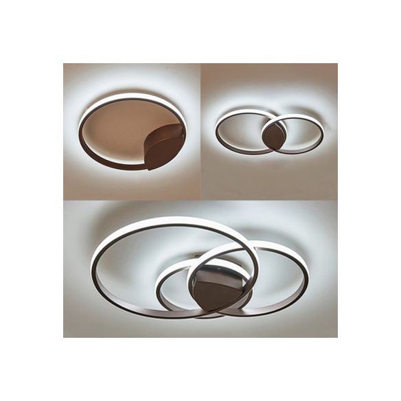 Lampada da incasso a doppio anello da 14"/19"/21,5" per camera da letto in acrilico LED Semplicità Marrone Apparecchio montato a soffitto in luce calda/bianca/naturale