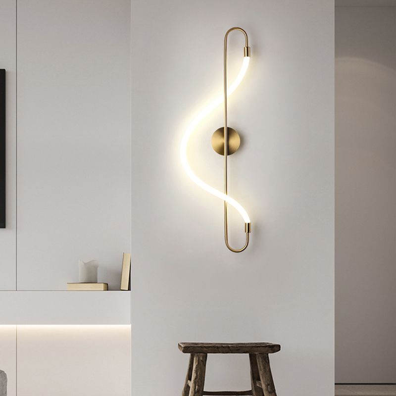 Modern Metal Wall Sconce Note Shape Wall Light with Silicone Shade for Bedroom