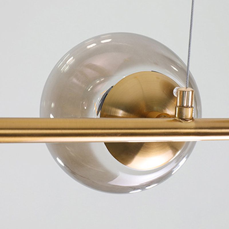 Modern Linear Ceiling Pendant Light Glass 6 Lights Hanging Ceiling Lights