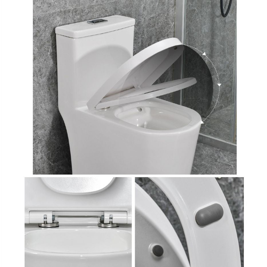 Modern White Flush Toilet Ceramic Elong One-Piece Toilet with Slow Close Seat
