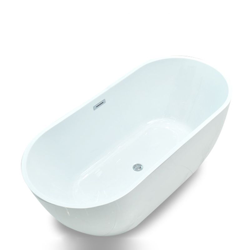 Modern White Oval Bath Tub Drain and Overflow Trim Tub in Bathroom