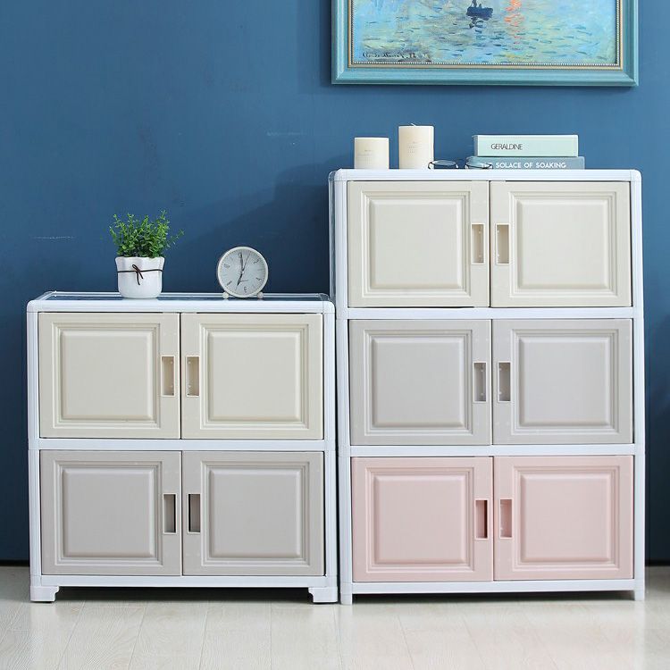 Contemporary Hinged Storage Cabinet Plastic Non-Hanging Armoire
