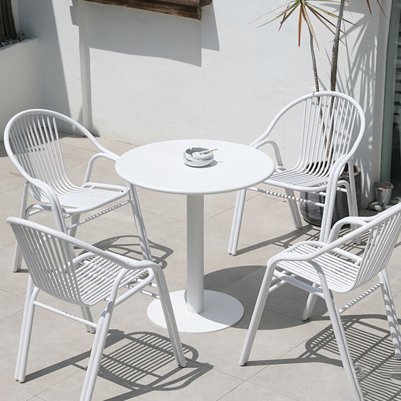 Modern White Dining Side Chair Stacking Outdoor Bistro Chairs