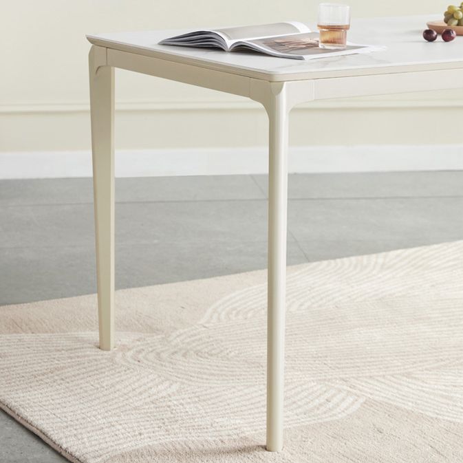 Modern Style Stone Furniture 5/7 Pcs White Rectangle Dinette Table with Dining Chair