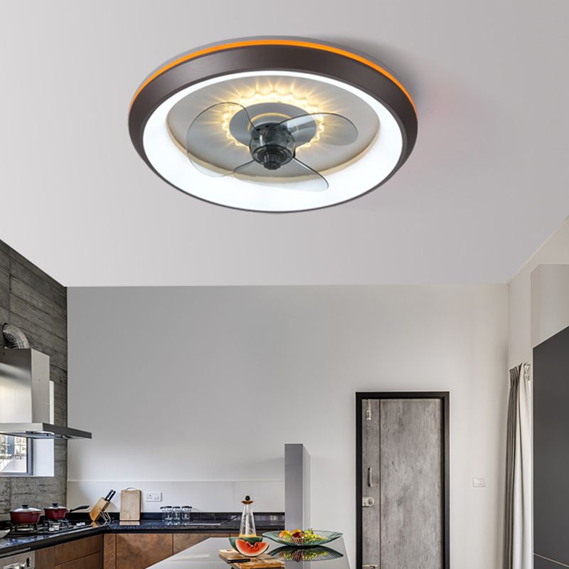 Ventilador de techo LED conciso moderno Ligera de hierro lacado con ventiladores de techo circular con sombra acrílica