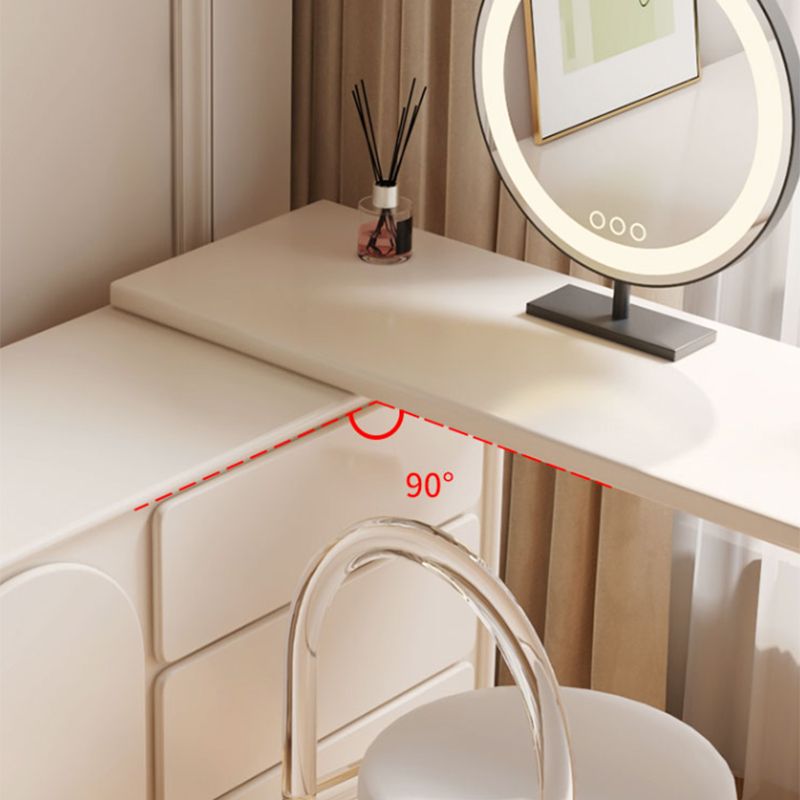 Contemporary White Lighted Mirror Bedroom With Drawer Vanity Dressing Table