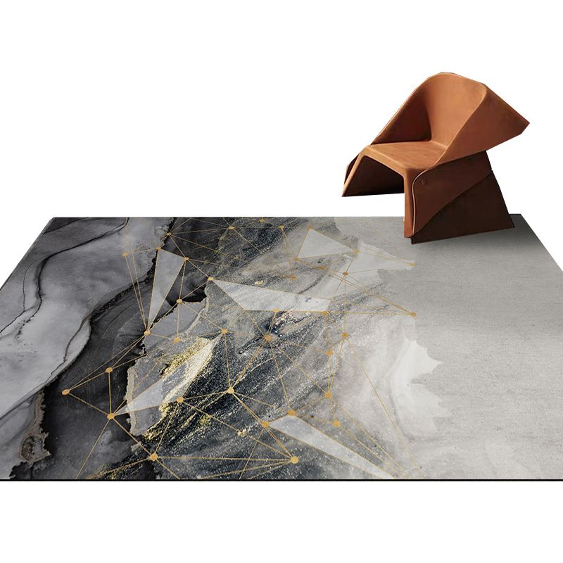 Postmodern Lounge Area Rug Multi-Colored Geometric Carpet Polyester Washable Stain Resistant Anti-Slip Rug