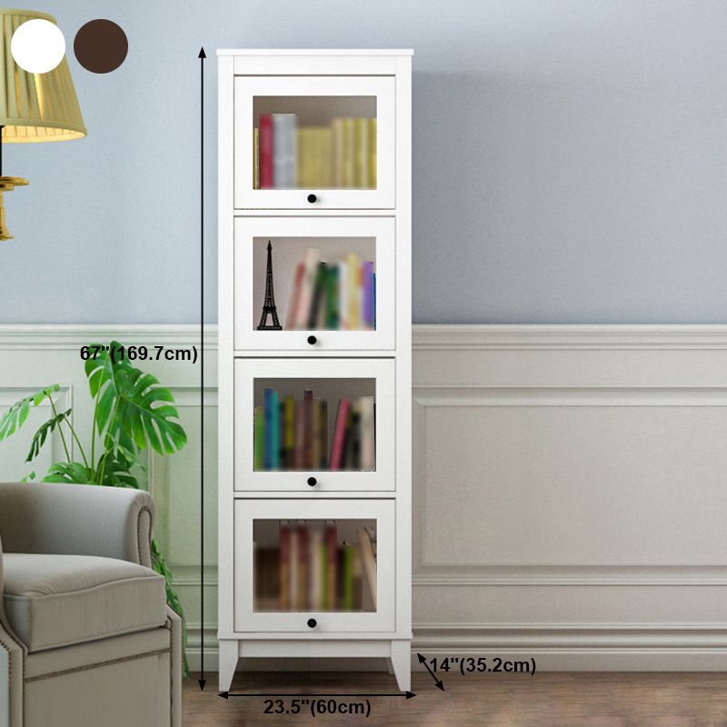 Manufactured Wood Standard Bookcase Vertical Bookcase with Glass Doors