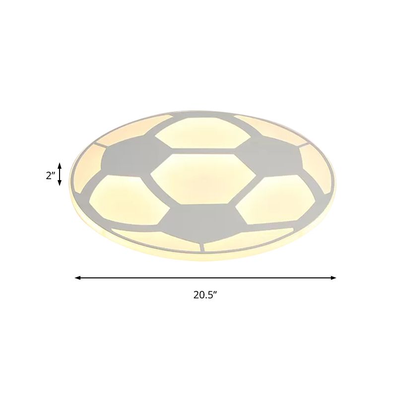 Sport Flat Soccer Flush Ceiling Light Acrylic Ceiling Mount Light in White for Kid Bedroom