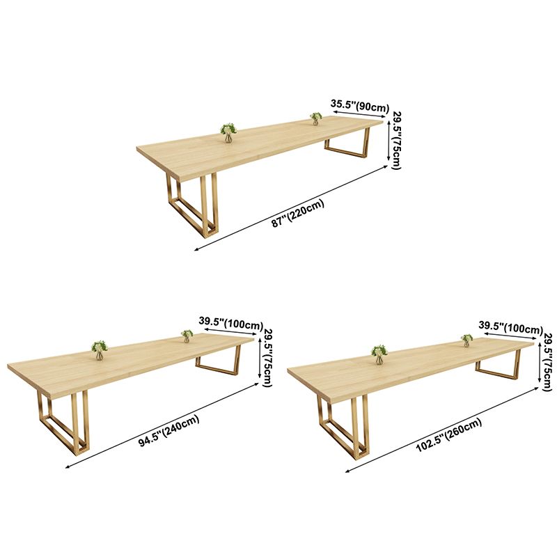 Rectangle Solid Pinewood Brown Tone Dining Table Simplicity Double Pedestal Table for Dining Room