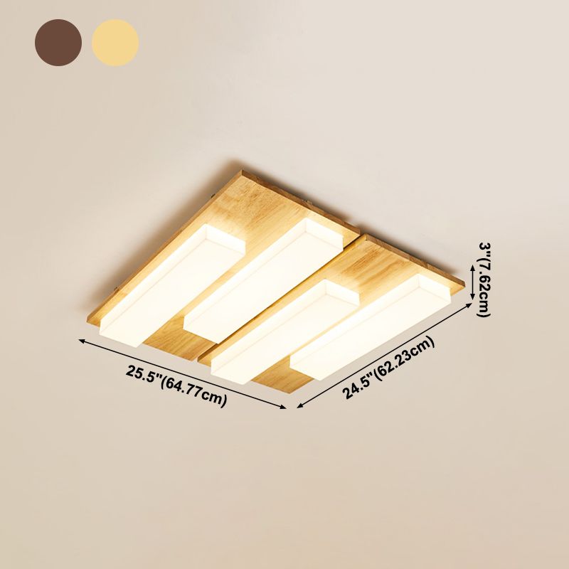 Iluminación de techo empotrada de madera, accesorio de techo de varios cabezales para sala de estar
