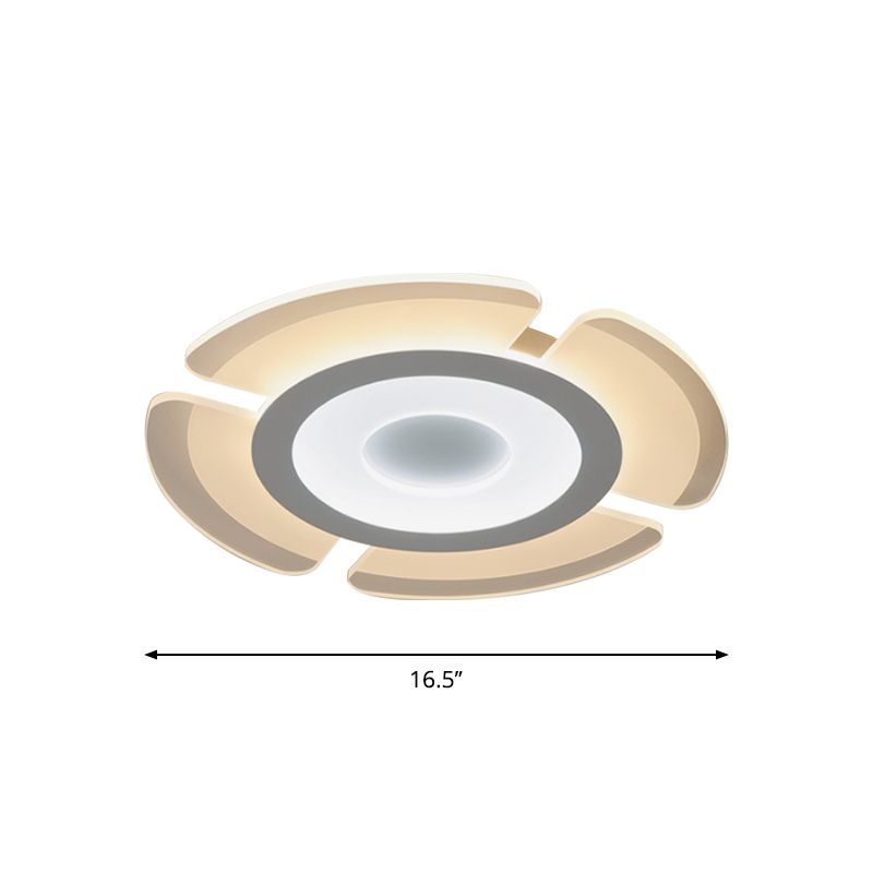 Minimalistic Floweret Flush Ceiling Light Acrylic Bedroom Ultrathin LED Flushmount Lighting in White, 8"/16.5"/31" Wide