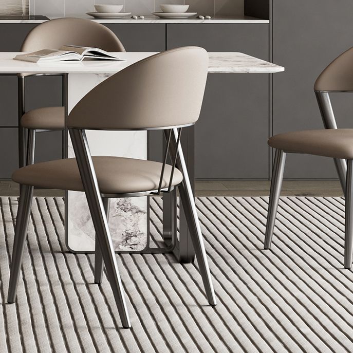 Contemporary Upholstered Armless Chair Home Metal Dining Chair
