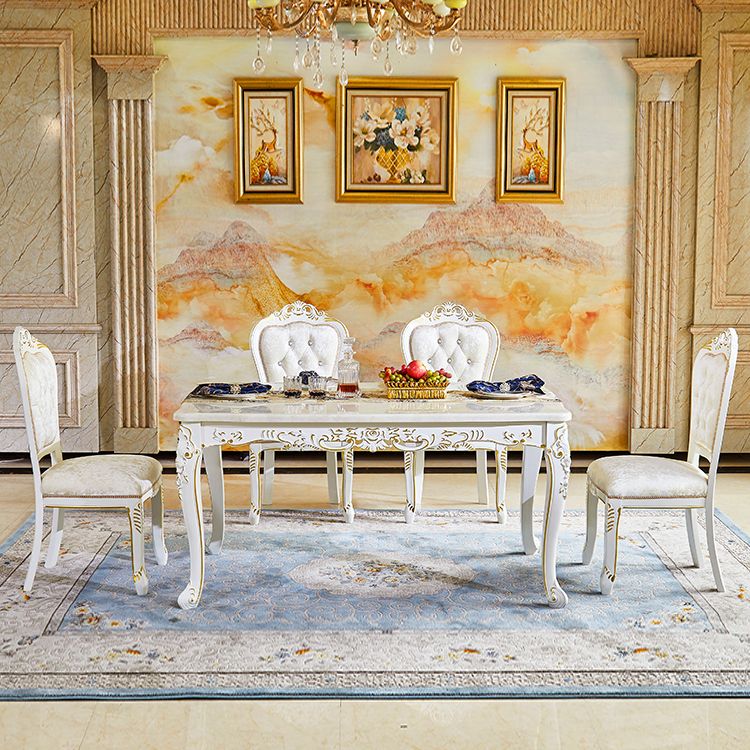 Vitoria White Marble Dining Table Rectangle Dining Table for Kitchen