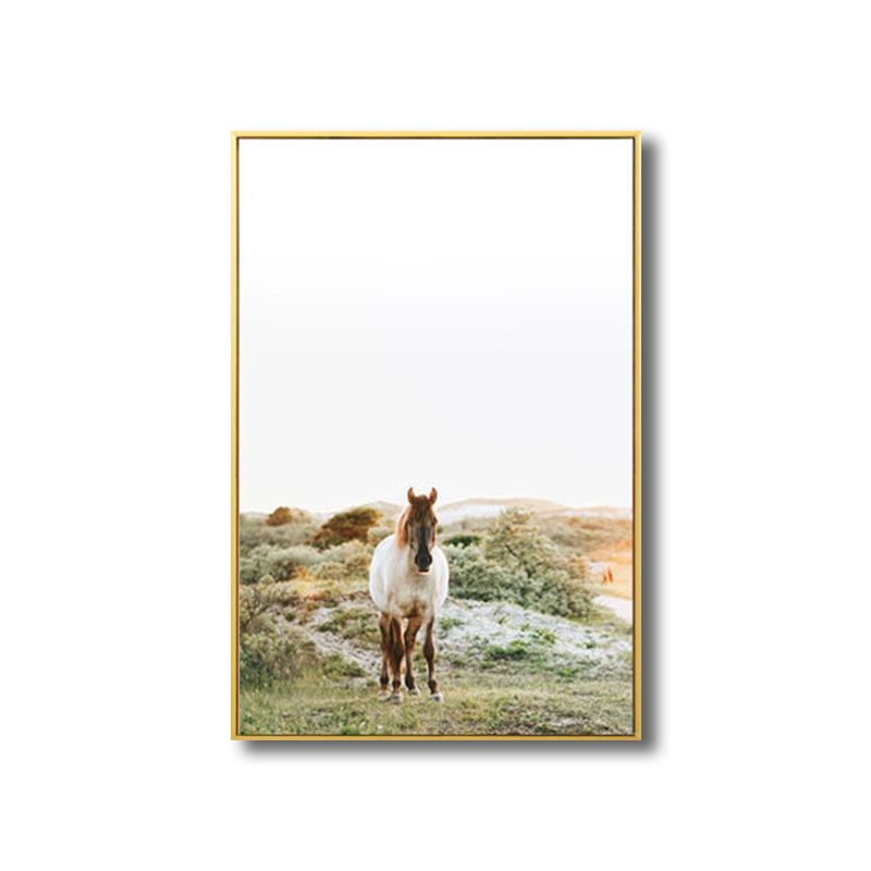 Yellow Horse in Wild Wall Art Decorative Contemporary for Drawing Room Canvas Print