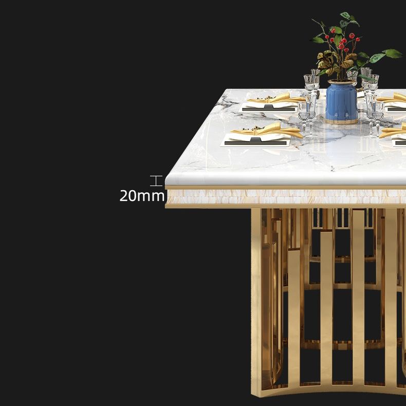 Glam Faux Marble Dining Table Dining Rectangle Table with Metal Legs for Home