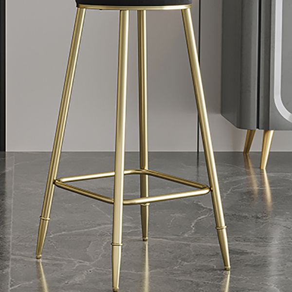 Low Back Upholstered Dining Stools Armless Bar Stools with Metal Base