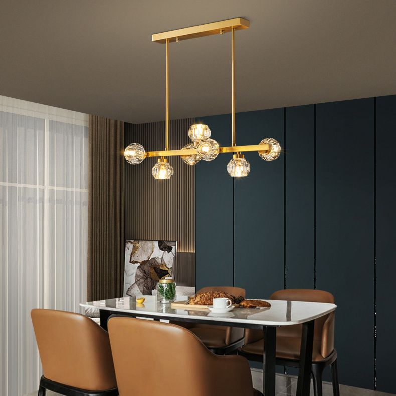 Modern Chandelier Bubble with Shape Island Lights Crystal And Metal Island Lamps in Gold
