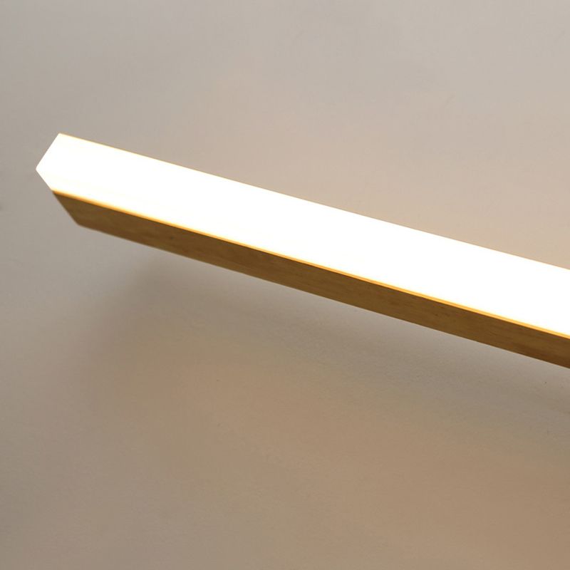 Wood Linear Shade Wall Sconce Modern 1 Light Mirror Wall Lighting Fixtures in Brown