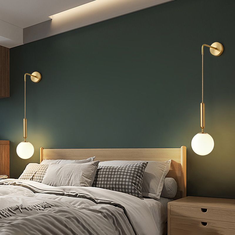 Glass Orb Wall Mounted Light Fixture Simplicity Style Wall Light Sconce for Bedroom
