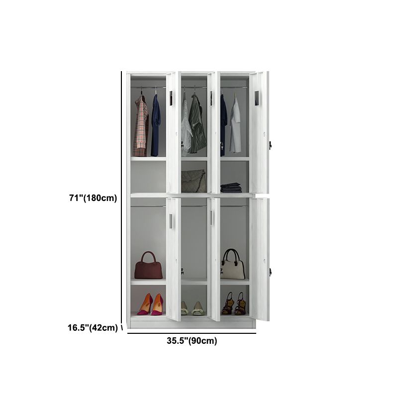 Modern Style Hinged Door Wardrobe for Home Grey Metal Cabinet