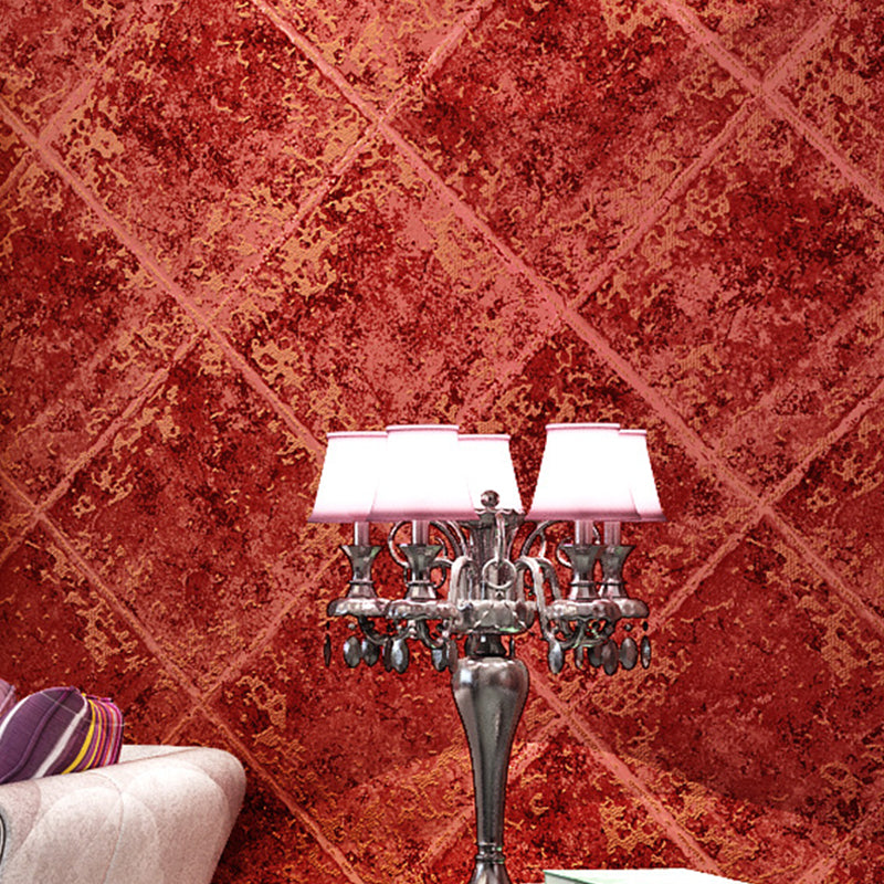 Smooth Non-Woven Wallpaper Contemporary Unpasted Wall Decor with Geo Lattice Pattern