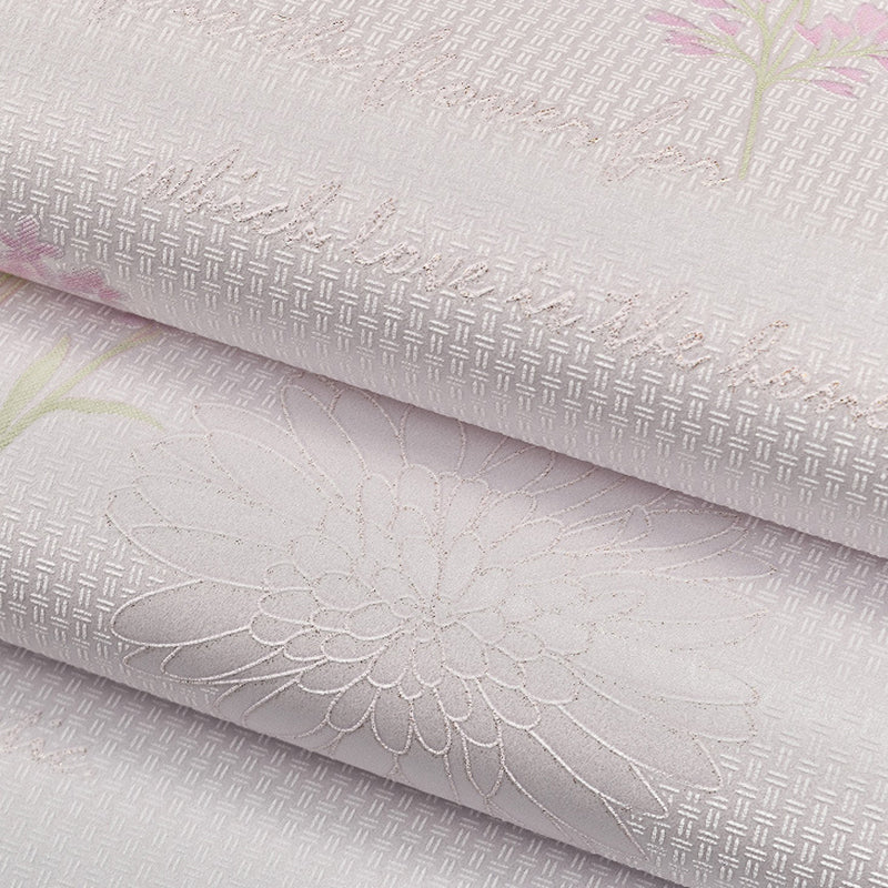 Non-Woven Fabric Wall Covering Blooming Flower Textured Wallpaper Roll in Soft Color